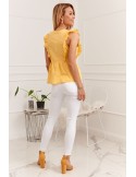 Women\'s summer blouse with embroidered front, yellow 87222 - Online store - Boutique